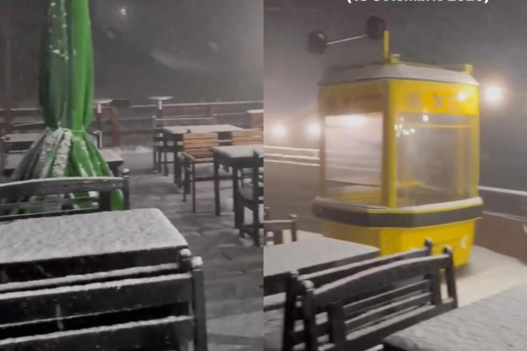 Primul viscol de toamnă la munte: Poiana Brașov a fost acoperită de zăpadă