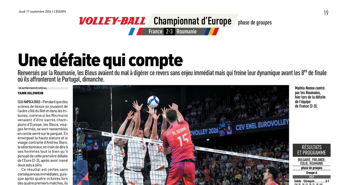 Eșec neașteptat al Franței în fața României la Campionatul European de volei
