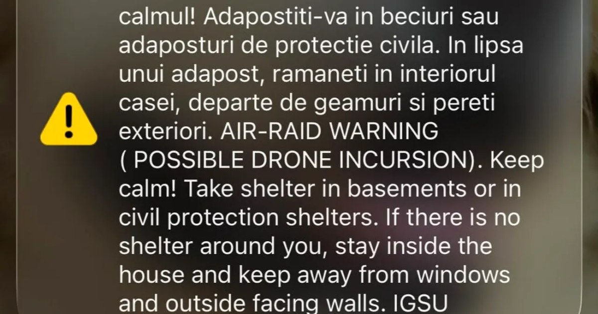 Alertă RO-Alert în Tulcea: Locuitorii au fost avertizați asupra riscului de incursiuni cu drone