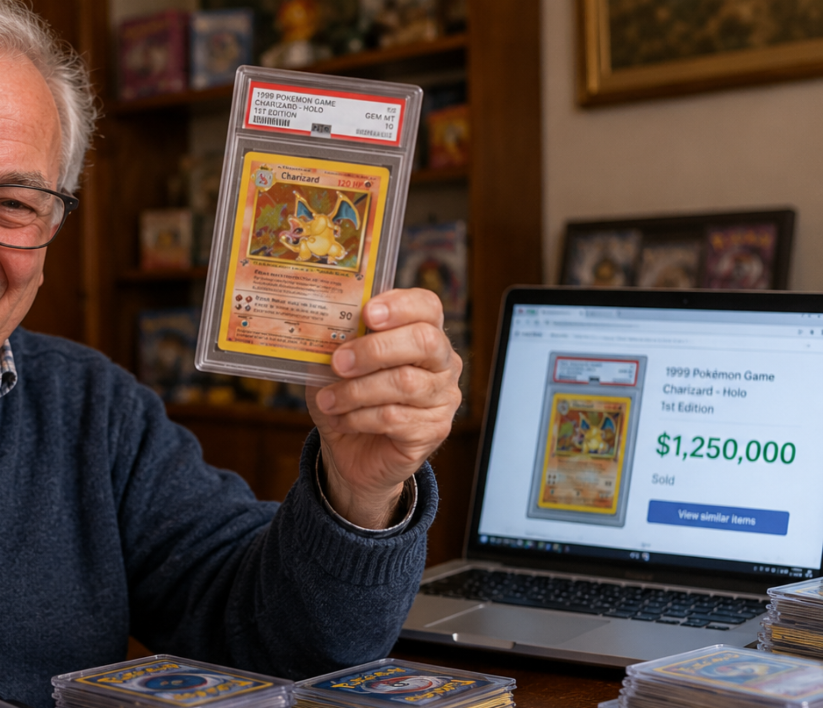 Un pensionar a devenit milionar după ce a vândut o colecție de cartonașe Pokémon păstrată în pod