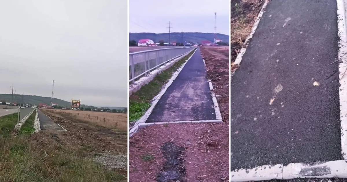 O pistă de biciclete în județul Iași se termină în câmp, din cauza lipsei de finanțare între localități