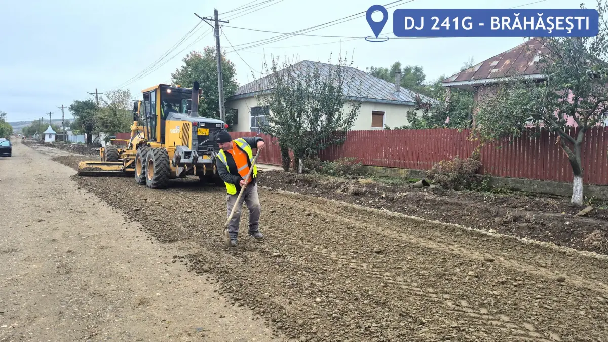 Modernizarea drumului județean DJ 241G în comuna Brăhășești este în plină desfășurare