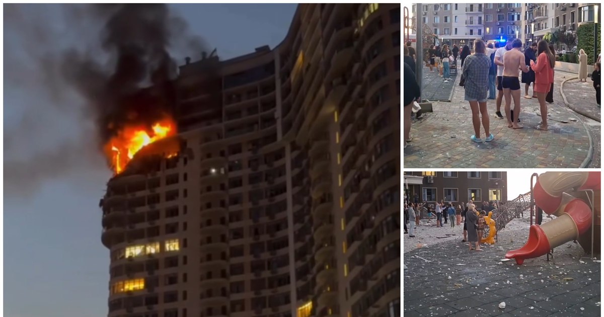 Un bloc de apartamente a luat foc în urma unui atac cu drone rusești asupra orașului Odesa