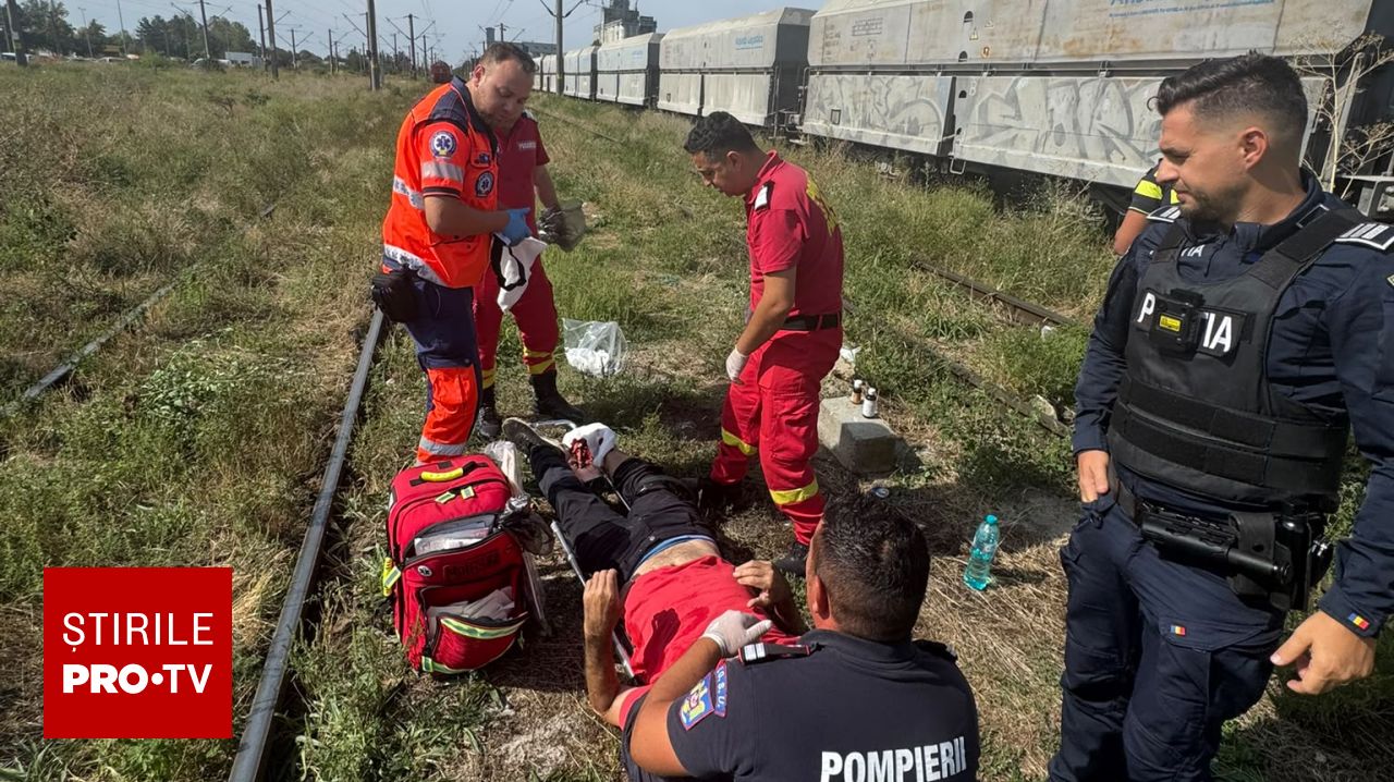 Un agent de pază a suferit răni grav de la Videle după ce a încercat să urce într-un tren în mișcare