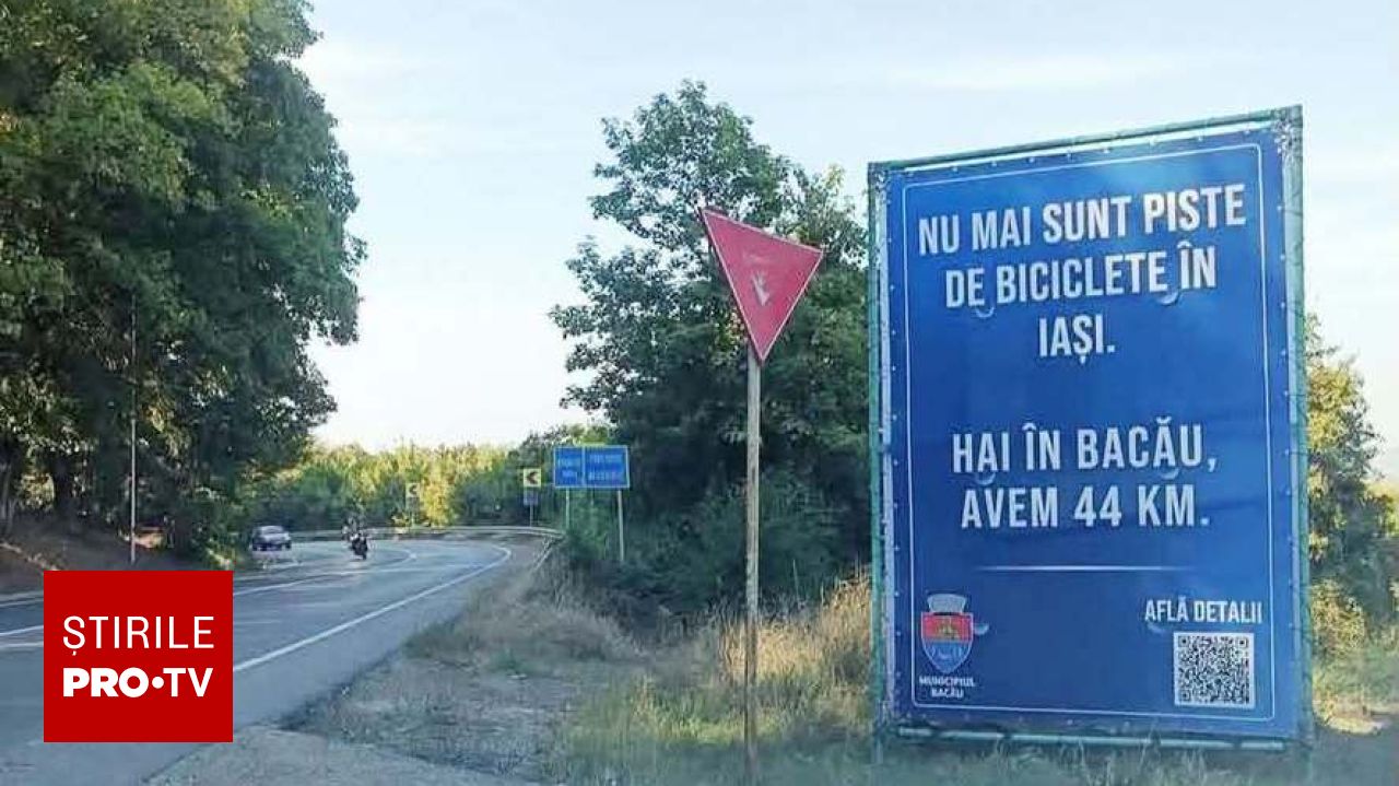 Conflict între primarii Iașiului și Bacăului după instalarea bannerelor cu mesaje ironice la Iași