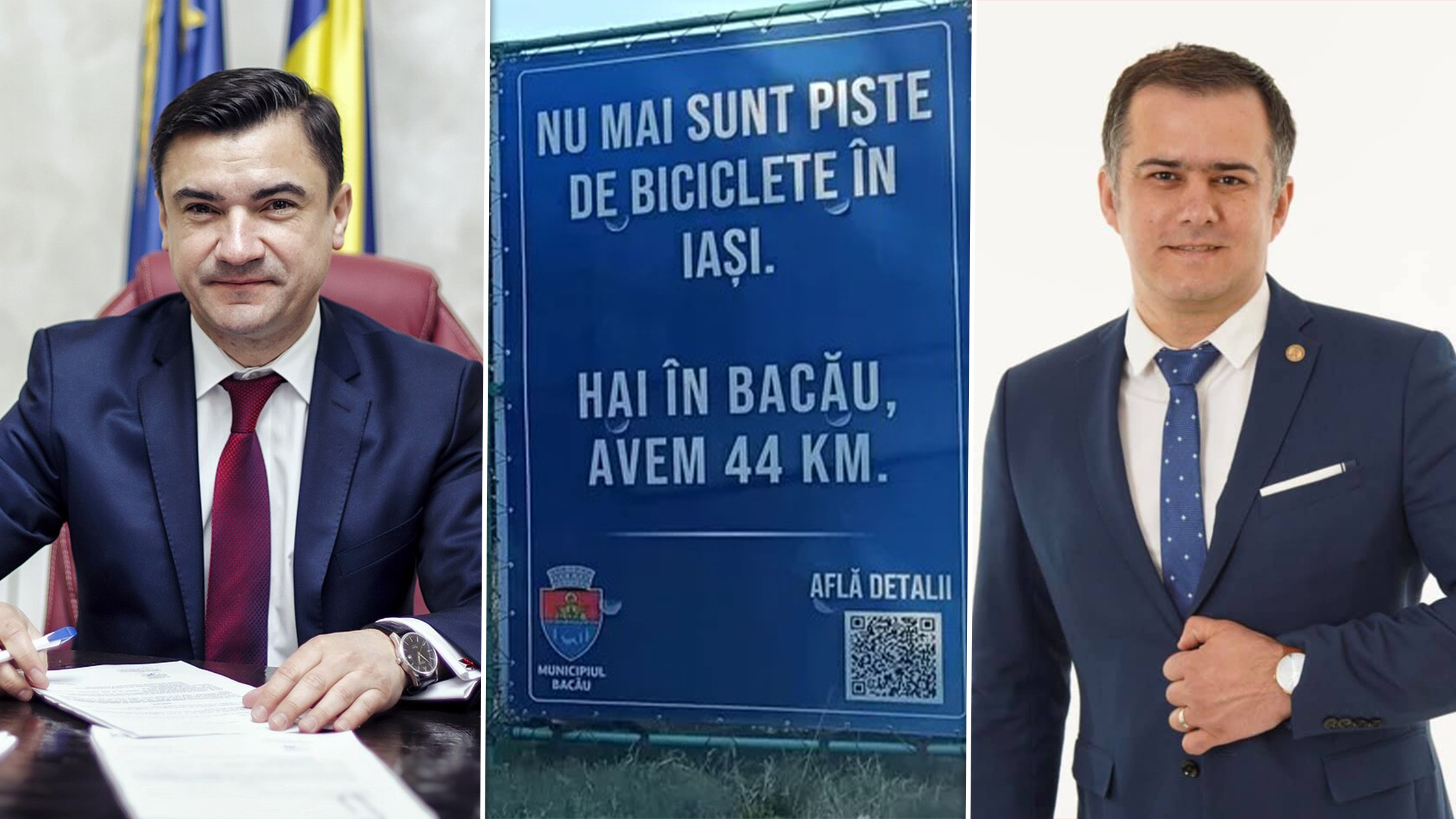 Conflict între primarii Iașiului și Bacăului după amplasarea unor bannere ironice la intrările în oraș