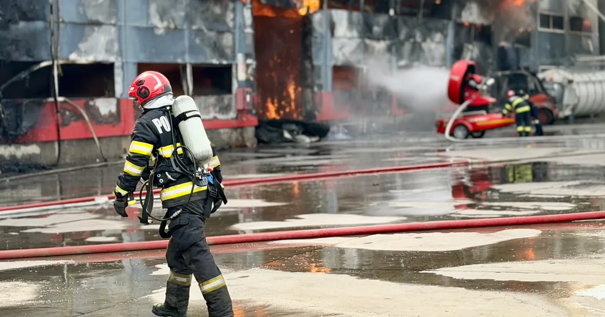 Incendiu masiv la fabrica de celuloză din Drobeta-Turnu Severin: operațiunea continuă și marți dimineața