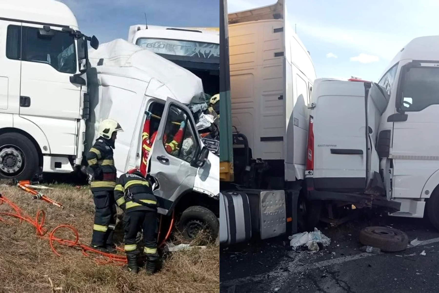 Accident tragic în Caraș-Severin: Două femei au pierdut viața după ce un microbuz a fost strivit între două TIR-uri