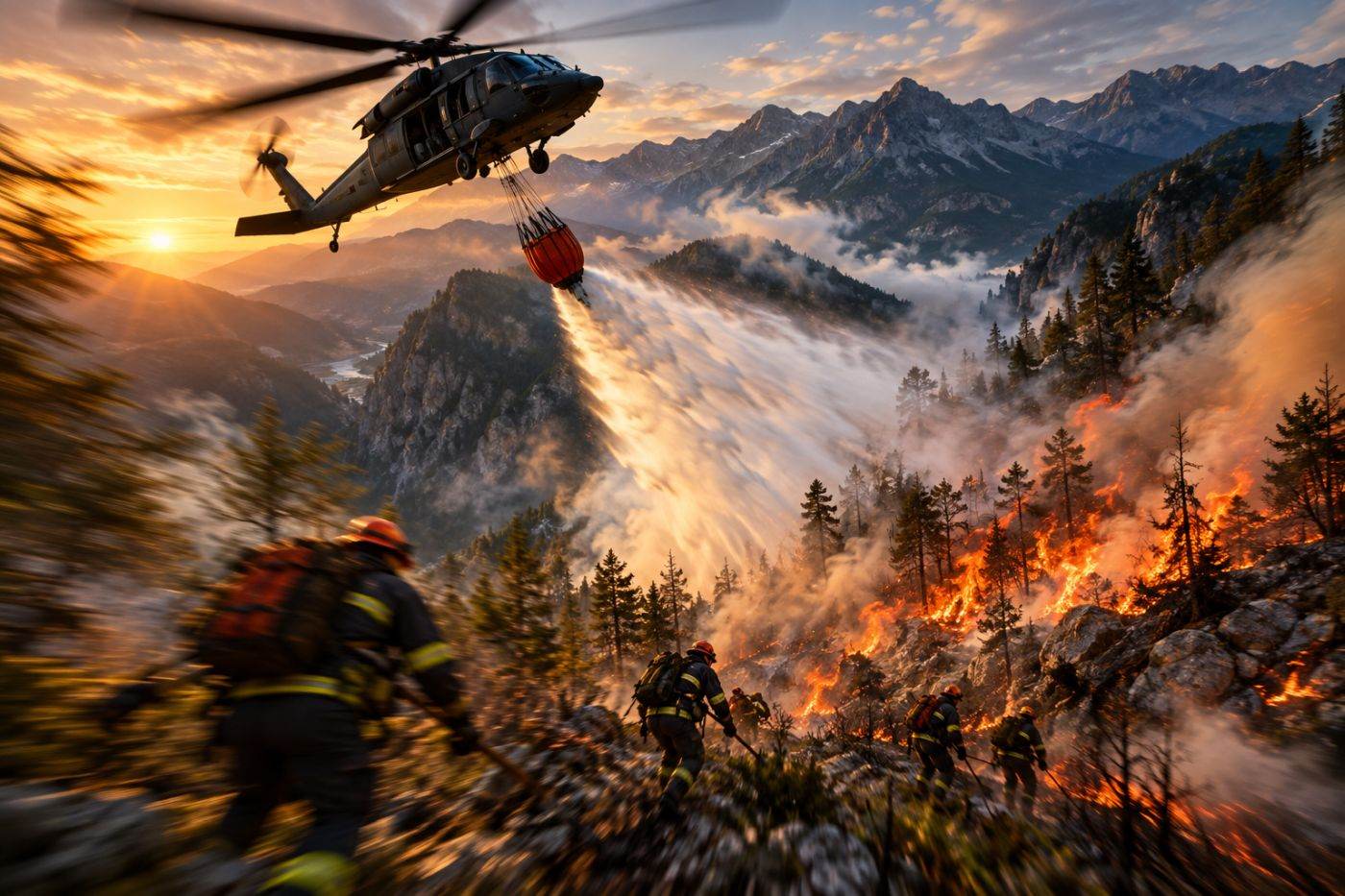 Elicopterul Black Hawk a fost decisiv în stingerea incendiului de vegetație din masivul Retezat
