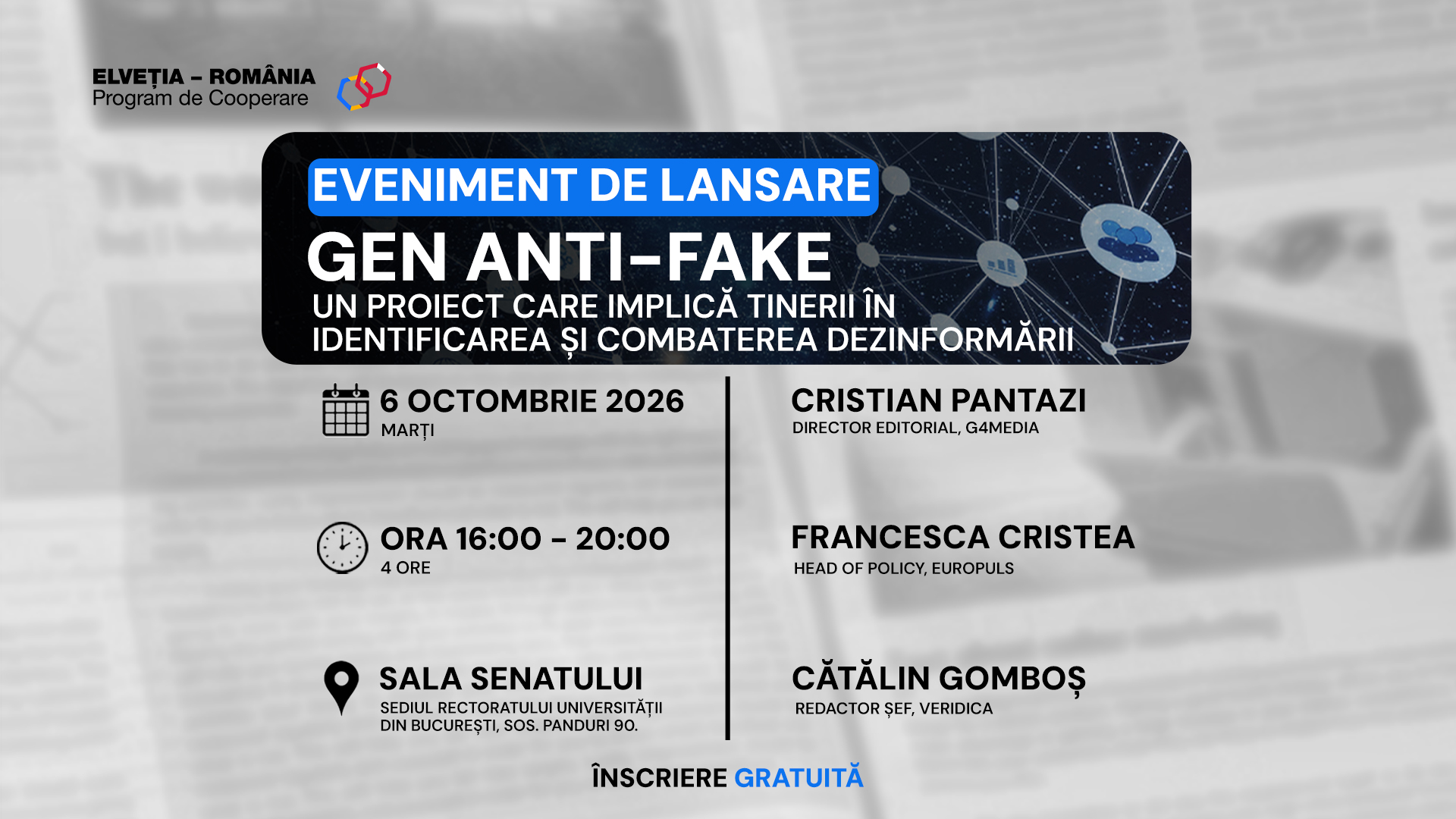 Lansează proiectul „Gen Anti-Fake” pentru combaterea dezinformării prin implicarea tinerilor