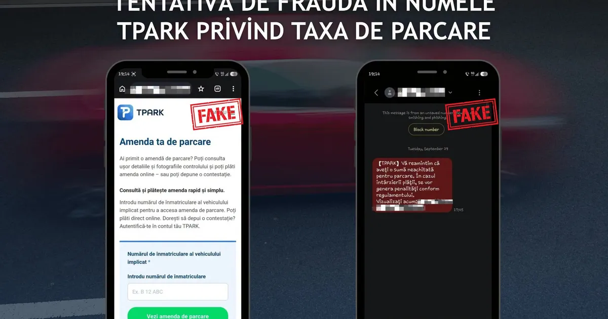 Avertisment de la DNSC: Escrocherii prin SMS în numele TPARK care vizează șoferii