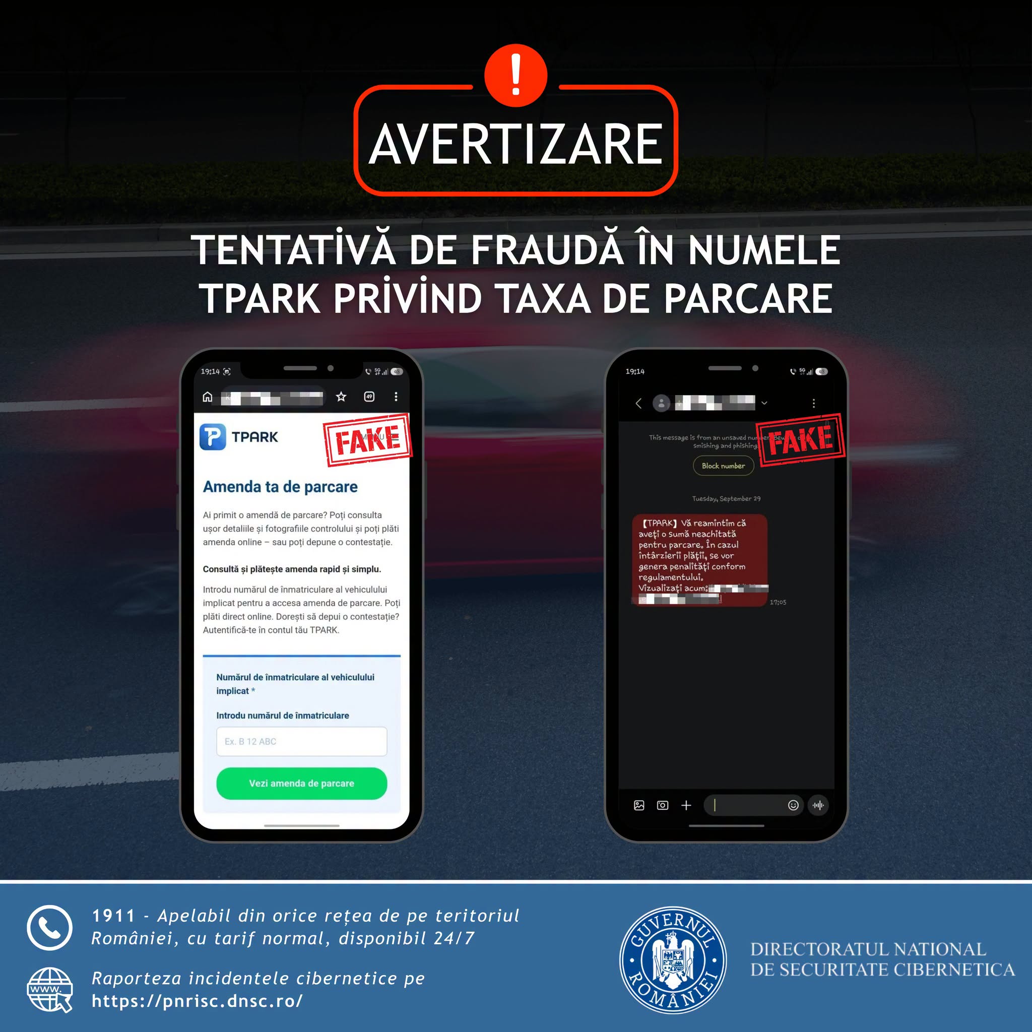 Avertisment de la DNSC: Mesaje SMS false în numele aplicației TPARK pentru înșelarea utilizatorilor