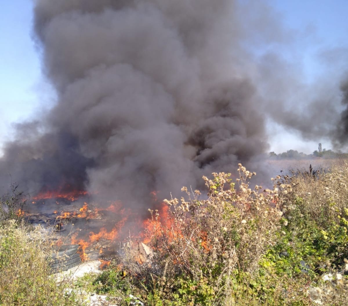 Incendiu de vegetație și deșeuri în Dâmbovița, localitatea Bălteni. Autoritățile au emis alertă RO-Alert