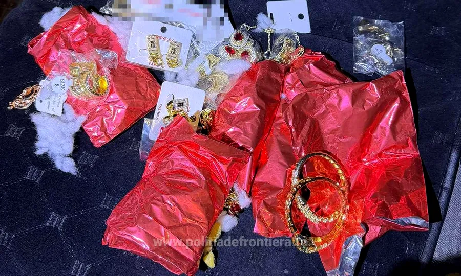 Peste un kilogram de bijuterii de aur descoperite la Vama Giurgiu, ascunse în pernele unei mașini