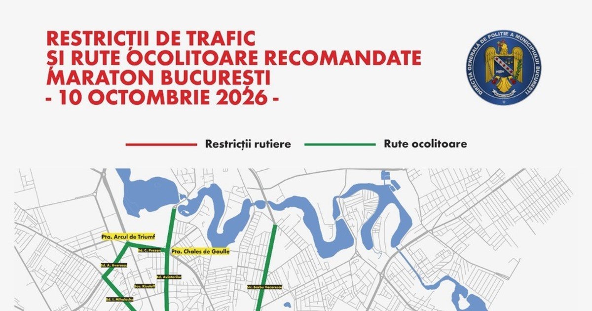 Restricții de trafic în București pentru ediția a 19-a a Raiffeisen Bank Bucharest Marathon