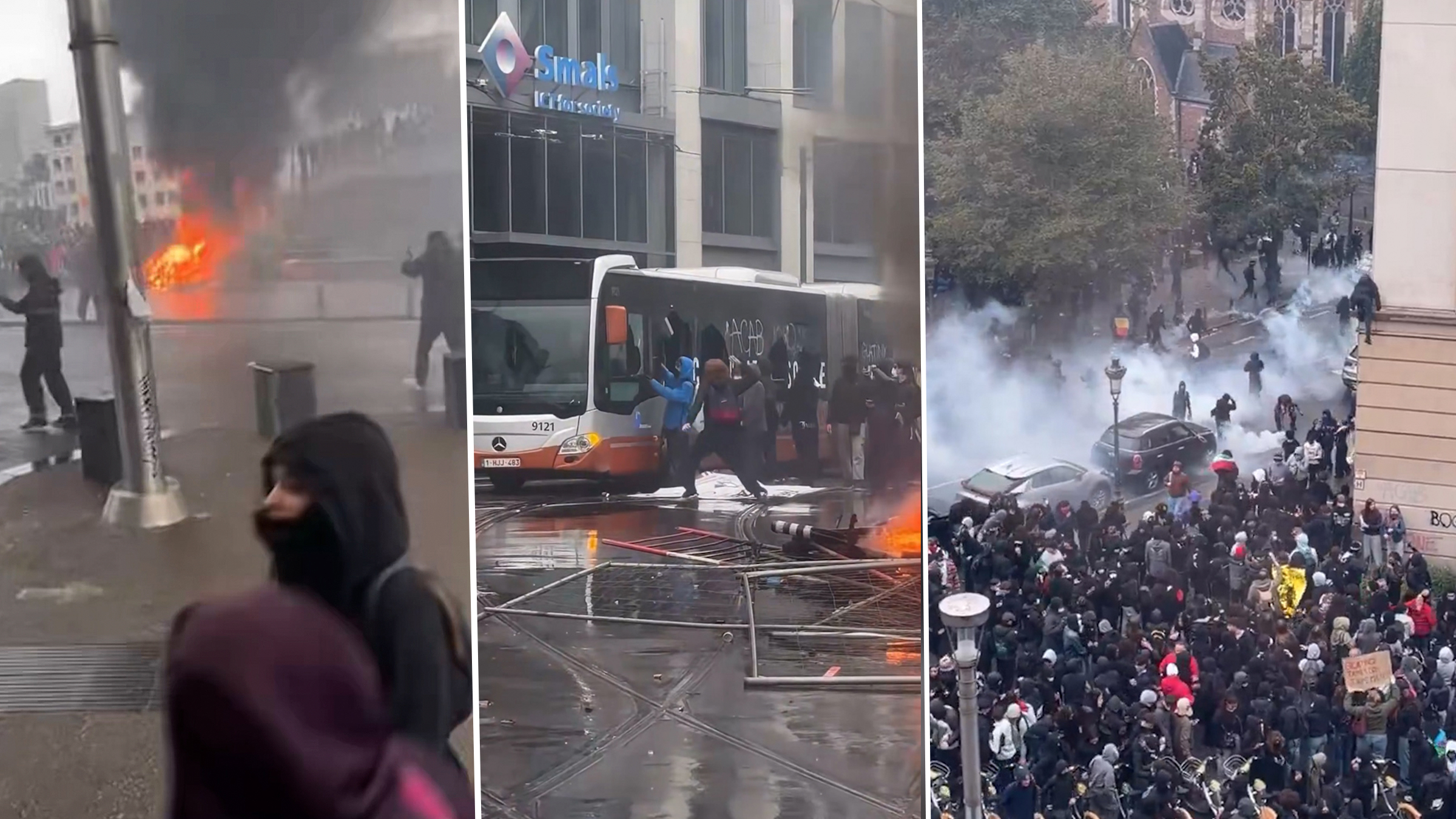 Violente confruntări la Bruxelles: Zeci de mii de oameni protestează împotriva măsurilor de austeritate