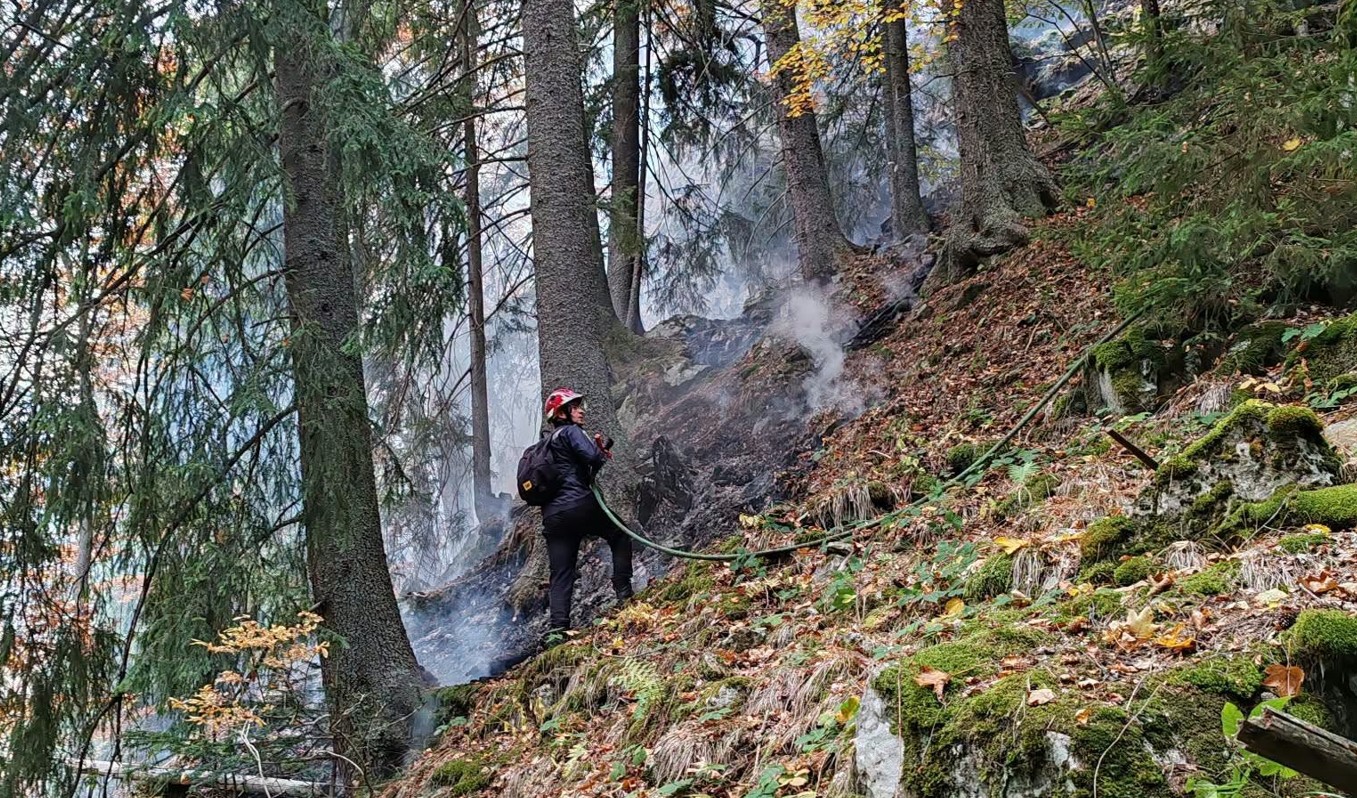 Incendiu în Parcul Național Retezat: Pompierii luptă de două săptămâni cu focul în zona Cheile Buții