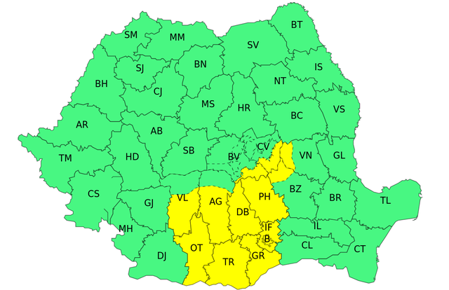 Avertisment meteorologic: temperaturi mai mici și ploi abundente în anumite zone ale țării